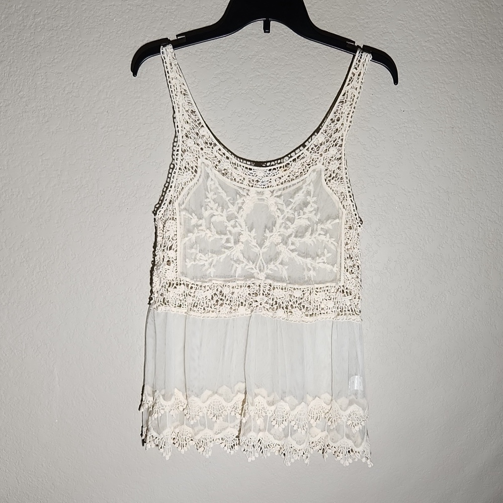 Made For Me To Look Amazing Camisole Top Large Sheer Embroidery Coquette Fairy